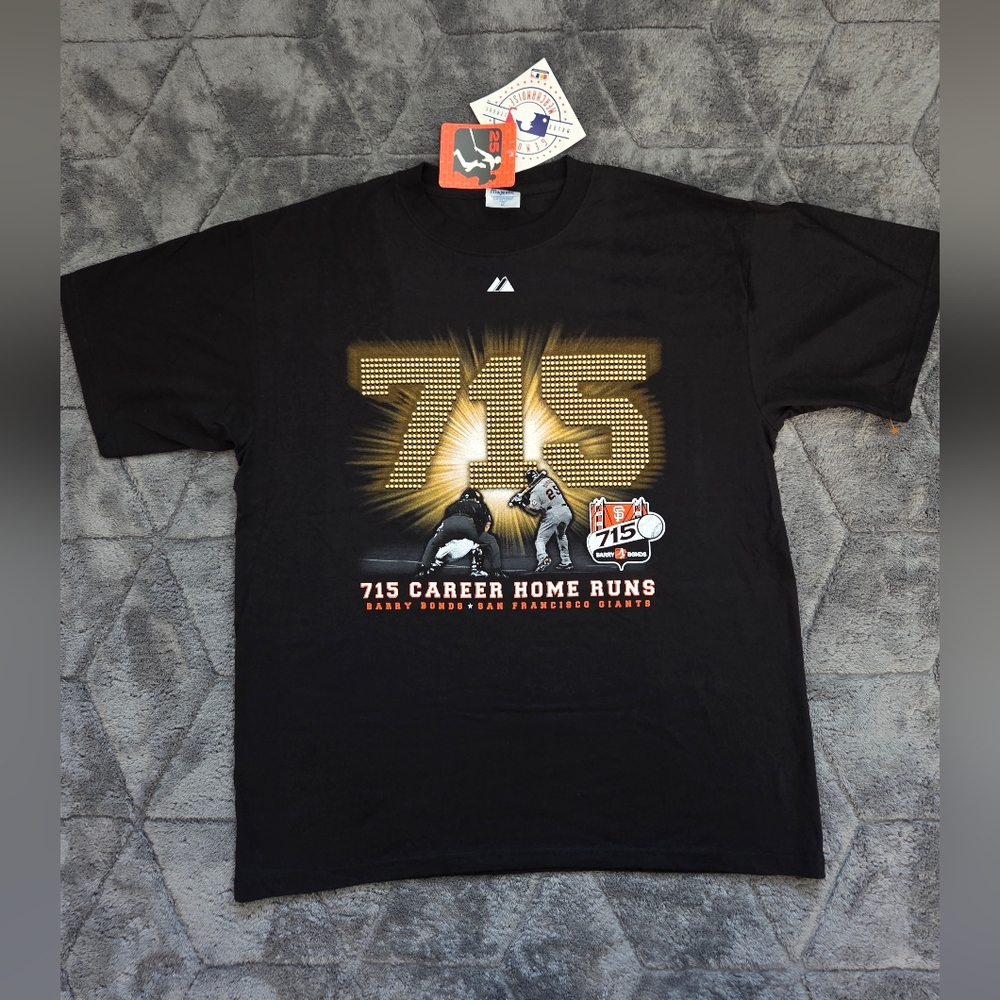 Majestic Barry Bonds San Francisco Giants 715 Career Home Runs T-Shirt Size XL